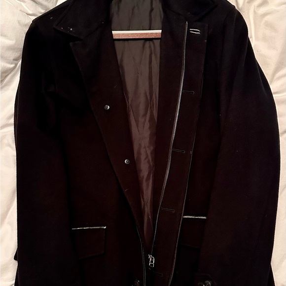 Ermenegildo Zegna wool and cashmere blend jacket - lamb skin leather details.